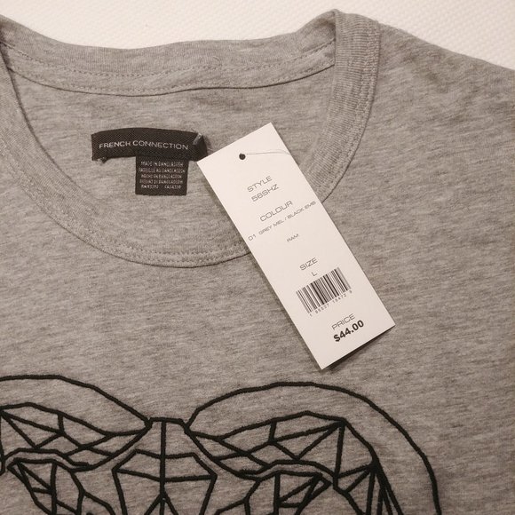 French Connection Embroidery Tee T Shirt  size L - Picture 2 of 6